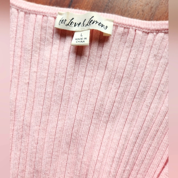 FOR LOVE & LEMONS LENA PINK SLIM CARDIGAN L 8/10 - Picture 4 of 6